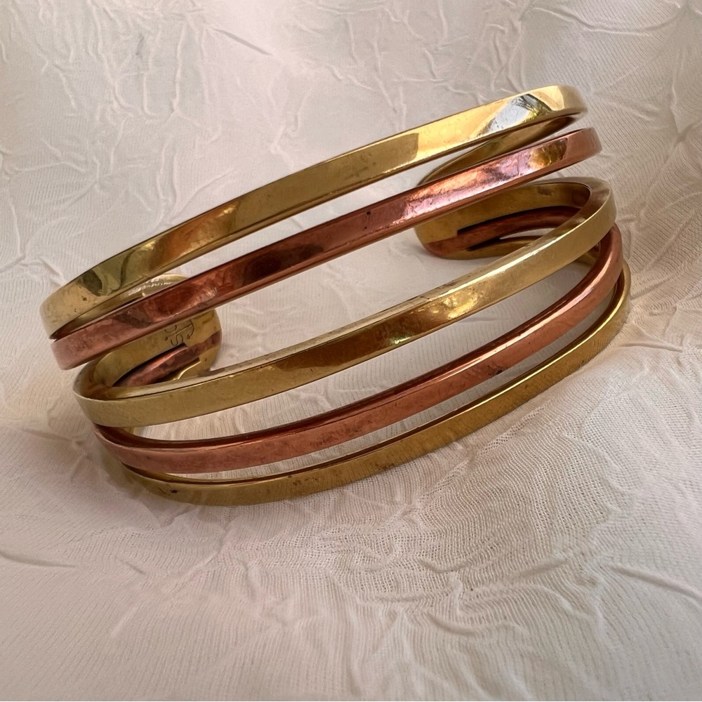 Five Band Copper Brass Cuff Bracelet by Sausalito Craftworks